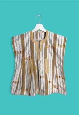Vintage Indian Gold Stripes Linen Top / Vest
