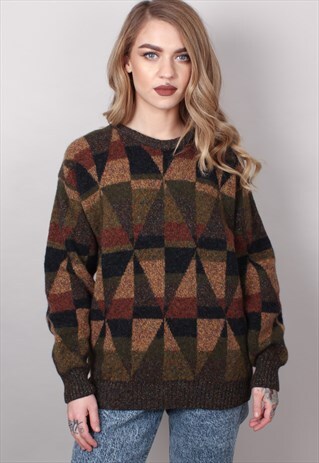 VINTAGE COSBY PATTERN KNIT JUMPER ASM1921