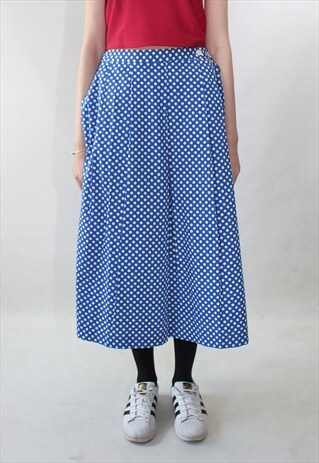 VINTAGE 80' AMAZING BEAUTIFUL CUTE BLUE DOTED SKIRT
