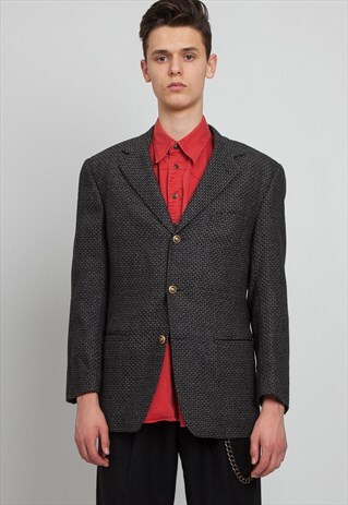VINTAGE GREY VERSACE GRAILED BLAZER JACKET