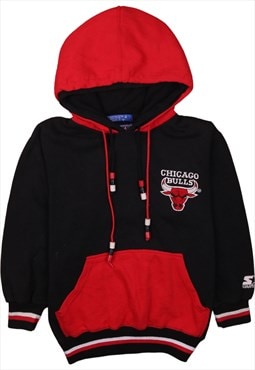 Vintage 90's Starter Hoodie Chicago Bulls Pullover NBA Black