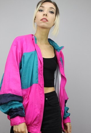 VINTAGE 80S/90S OVERSIZED COLOURFUL SHELL WINDBREAKER JACKET