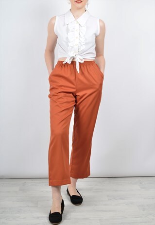VINTAGE 80S STRAIGHT LEG TROUSERS IN RUST ORANGE