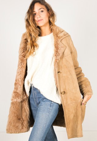 VINTAGE 80S WINTER SHEEPSKIN COAT / R006