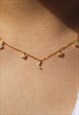 STAR AND MOON CLUSTER NECKLACE CZ S925 GOLD VERMEIL DAINTY