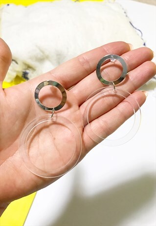CLEAR PERSPEX DROP HOOP EARRINGS