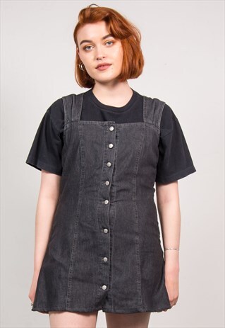 VINTAGE 90'S GREY PINAFORE DRESS