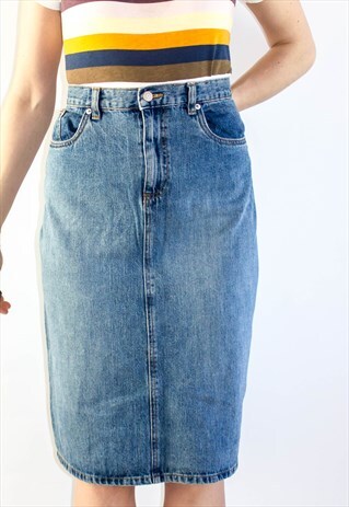 VINTAGE HIGH WAIST DENIM PENCIL SKIRT