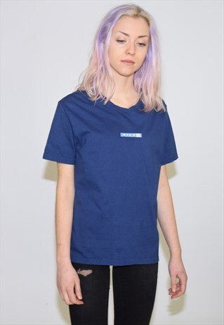 VINTAGE 90S BLUE NIKE V NECK T SHIRT