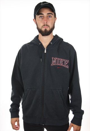 VINTAGE NIKE FULL ZIP BIG LOGO HOODIE SWEATSHIRT