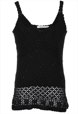 Vintage Crochet Black Vest - S