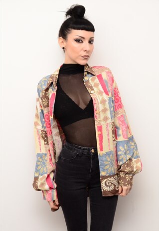 VINTAGE 90'S BOHO INDIE PATTERNED OVERSIZED SHIRT