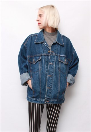 VINTAGE 90' NAVY BLUE UNISEX DENIM JACKET