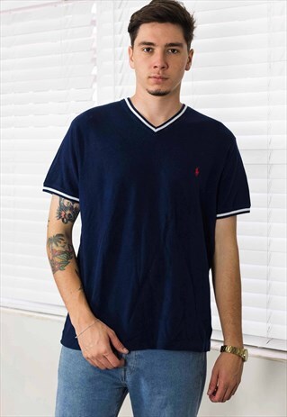 VINTAGE RALPH LAUREN T-SHIRT LOGO 90S L 8.6