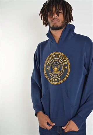 VINTAGE UNITED STATES NAVY USA SWEATSHIRT HOODIE BLUE