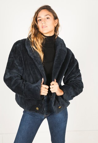 VINTAGE 80S FAUX FUR COAT / R0130