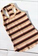 Deadstock beige/brown/cherry/black/gold lurex striped top