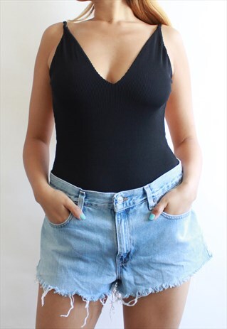 BLUE DENIM HIGH WAIST SHORTS