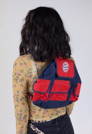 VINTAGE RED AND NAVY BACKPACK