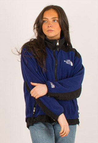 VINTAGE BLUE NORTH FACE WINDWALL FULL ZIP FLEECE MEDIUM
