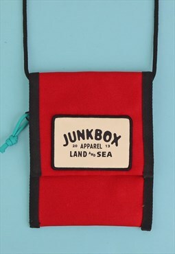 Junkbox Recycled Cross Body Pouch in Red with Woven Patch