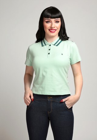 APRIL VINTAGE STYLE SPORT POLO SHIRT WITH SHORT SLEEVE GREEN