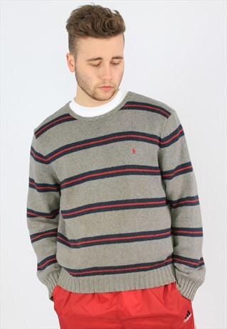 RALPH LAUREN STRIPED COLOUR BLOCK KNITTED JUMPER