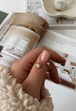 AMORE - Gold Heart Adjustable Ring