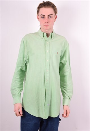 RALPH LAUREN MENS VINTAGE SHIRT XL GREEN 90'S