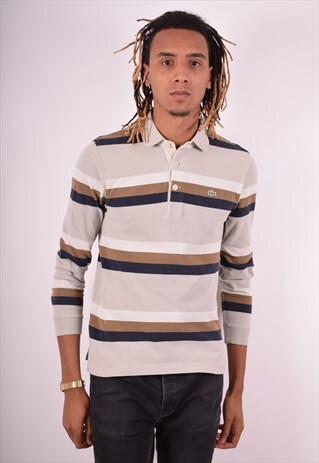 LACOSTE MENS VINTAGE POLO SHIRT LONG SLEEVE SMALL MULTI 90S