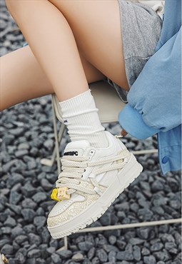 Skater sneakers platform trainers chunky shoes in white