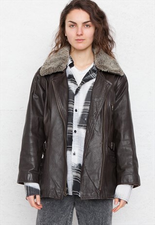 VINTAGE BROWN LEATHER JACKET COAT