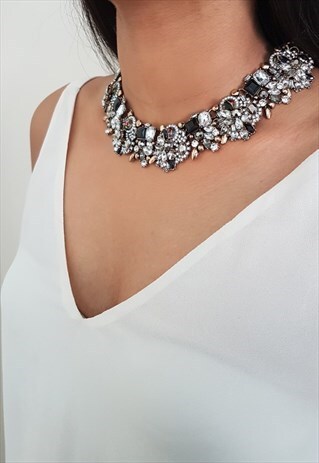 KYLA BLACK AND SILVER STATEMENT NECKLACE
