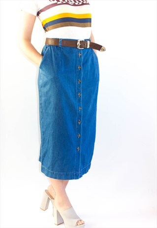 VINTAGE 90'S SOFT DENIM MAXI SKIRT