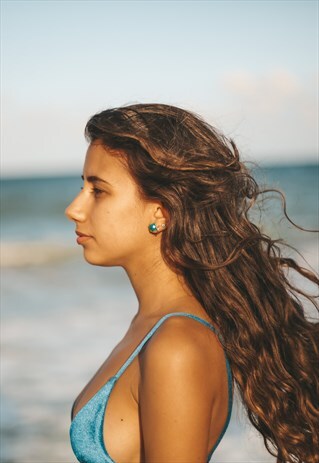 GREEN ONYX STATEMENT STUD EARRINGS
