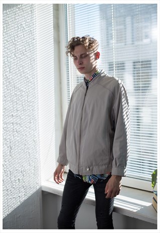 VINTAGE 80'S BEIGE BOMBER JACKET