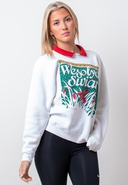 Vintage Floral Graphic Sweatshirt in White Small