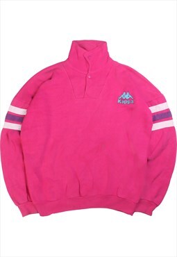 Vintage  Kappa Sweatshirt Quarter Button Back Print Pink