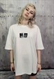 GHOST EYE PRINT TEE CREEPY GOTH T-SHIRT ROCKER TOP IN WHITE