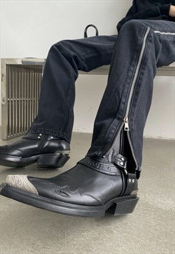 Men's high-end design side zip jeans a vol.3