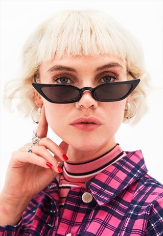 ELIZA - SUPER SKINNY BLACK CAT EYE SUNGLASSES