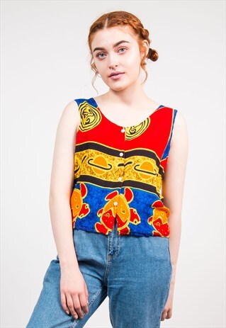 VINTAGE 90'S CRAZY BRIGHT PATTERN BATIK BLOUSE
