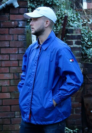 VINTAGE BLUE TOMMY HILFIGER COACH JACKET LARGE