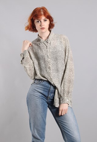VINTAGE 90S SILK ANIMAL PRINT SHIRT