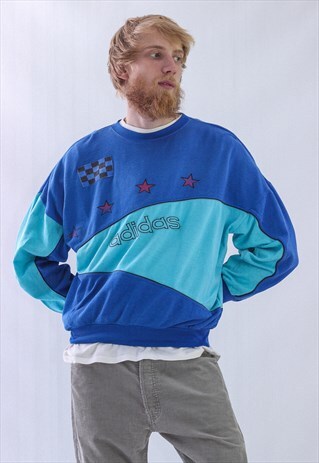80S VINTAGE MENS ADIDAS ORIGINALS BIG LOGO TRACK SWEATSHIRT
