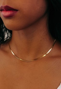 Flat Snake Chain 18k Gold Herringbone Necklace