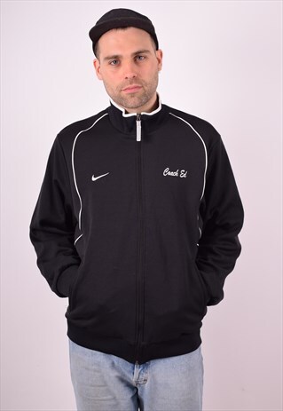 NIKE MENS VINTAGE TRACKSUIT TOP JACKET LARGE BLACK 90S