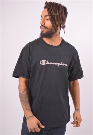 VINTAGE CHAMPION T-SHIRT TOP BLACK