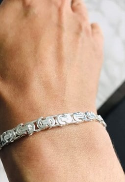 925 Sterling silver Byzantine link Chain bracelet