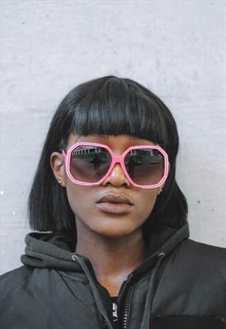VINTAGE STYLE OVERSIZED PINK RET SUNGLASSES SUMMER 80'S 90'